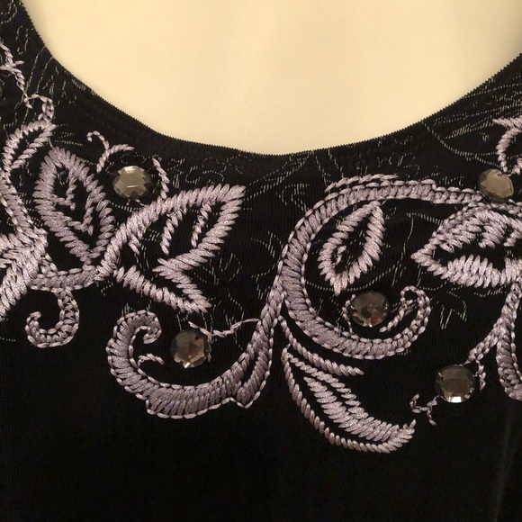 Chico’s black embroidered & embellished top sz 2 - Formal Wear Wedding NWT - Picture 2 of 5